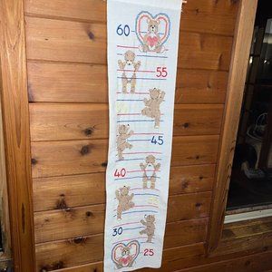 Vintage Stitched Height Chart Wall Hanging Bears